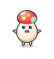mushroom mascot character saying I do not know vector