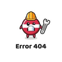 error 404 con la linda mascota de la insignia de la bandera de letonia vector