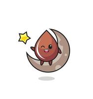 illustration of chocolate drop cartoon sitting on the half moon vector