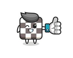 cute chess board with social media thumbs up symbol vector