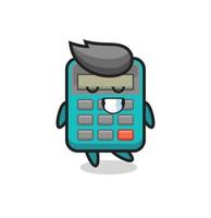 calculator cartoon illustration with a shy expression vector