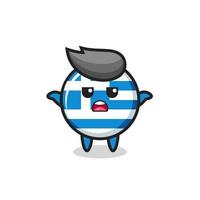 greece flag mascot character saying I do not know vector