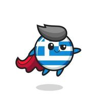 cute greece flag superhero character is flying vector