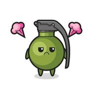 annoyed expression of the cute grenade cartoon character vector