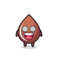 cute chocolate drop character with hypnotized eyes vector