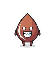 evil expression of the chocolate drop cute mascot character vector