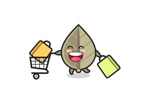 black Friday illustration with cute dried leaf mascot vector