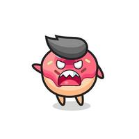 cute doughnut cartoon in a very angry pose vector
