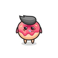 lindo personaje de donut con expresión sospechosa vector