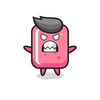 wrathful expression of the bubble gum mascot character vector