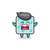 cute window mascot with a yawn expression vector