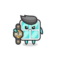 window mascot character as a MMA fighter with the champion belt vector