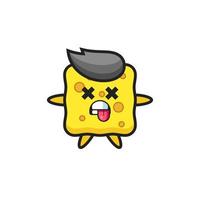 character of the cute sponge with dead pose vector