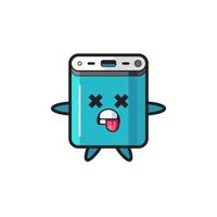 character of the cute power bank with dead pose vector