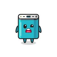 the shocked face of the cute power bank mascot vector