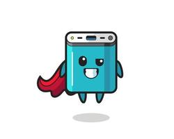 the cute power bank character as a flying superhero vector