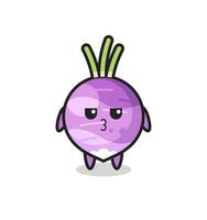 the bored expression of cute turnip characters vector