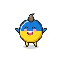 happy baby ukraine flag badge cartoon character vector