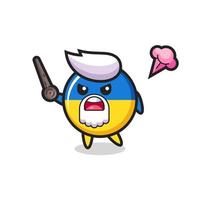 cute ukraine flag badge grandpa is getting angry vector