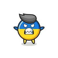 wrathful expression of the ukraine flag badge mascot character vector