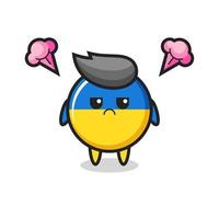 annoyed expression of the cute ukraine flag badge cartoon character vector