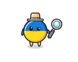 the mascot of cute ukraine flag badge as a detective vector