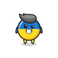 cute ukraine flag badge mascot with an optimistic face vector