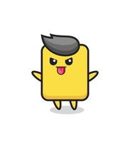 naughty yellow card character in mocking pose vector