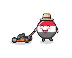 illustration of the yemen flag badge character using lawn mower vector