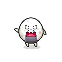 cute onigiri cartoon in a very angry pose vector