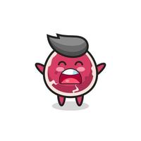 cute beef mascot with a yawn expression vector