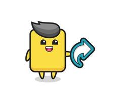 cute yellow card hold social media share symbol vector