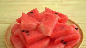 fresh watermelon sliced on plate video