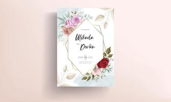 elegante tarjeta de invitación de boda con hermosos adornos florales vector