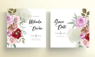 elegante tarjeta de invitación de boda con hermosos adornos florales vector