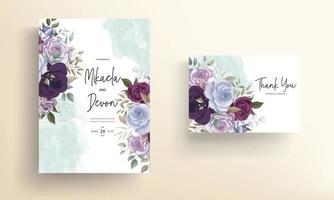 hermoso diseño floral de la plantilla de la tarjeta de la invitación de la boda vector