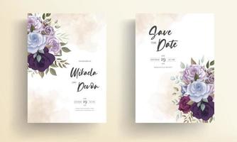 hermoso diseño floral de la plantilla de la tarjeta de la invitación de la boda vector