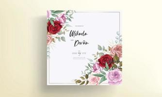 Elegant wedding invitation card with beautiful floral ornaments vector