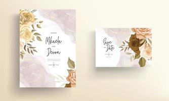 hermosa tarjeta de invitación de boda de flor de otoño vector