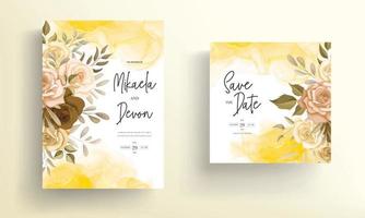 Beautiful autumn flower wedding invitation card vector