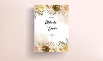 Beautiful autumn flower wedding invitation card vector