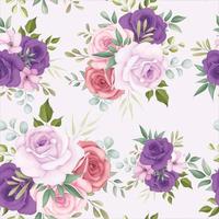 Seamless pattern floral with beautiful flower and leaves vector