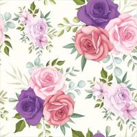 Seamless pattern floral with beautiful flower and leaves vector