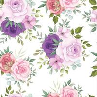 Seamless pattern floral with beautiful flower and leaves vector
