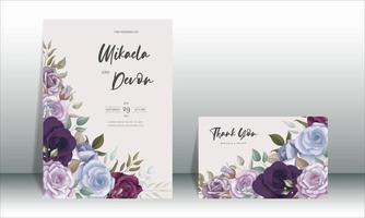 Hand drawn delicate floral wedding invitation card vector