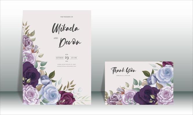 Hand drawn delicate floral wedding invitation card