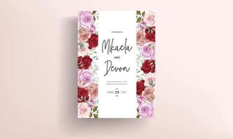 Hand drawn delicate floral wedding invitation card vector