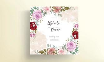 Hand drawn delicate floral wedding invitation card vector