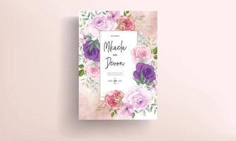 hermosos diseños de invitaciones de boda con hermosos adornos florales vector