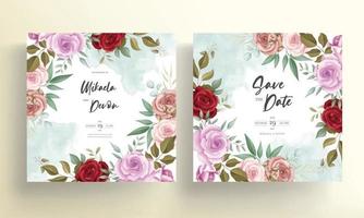 Hand drawn delicate floral wedding invitation card vector